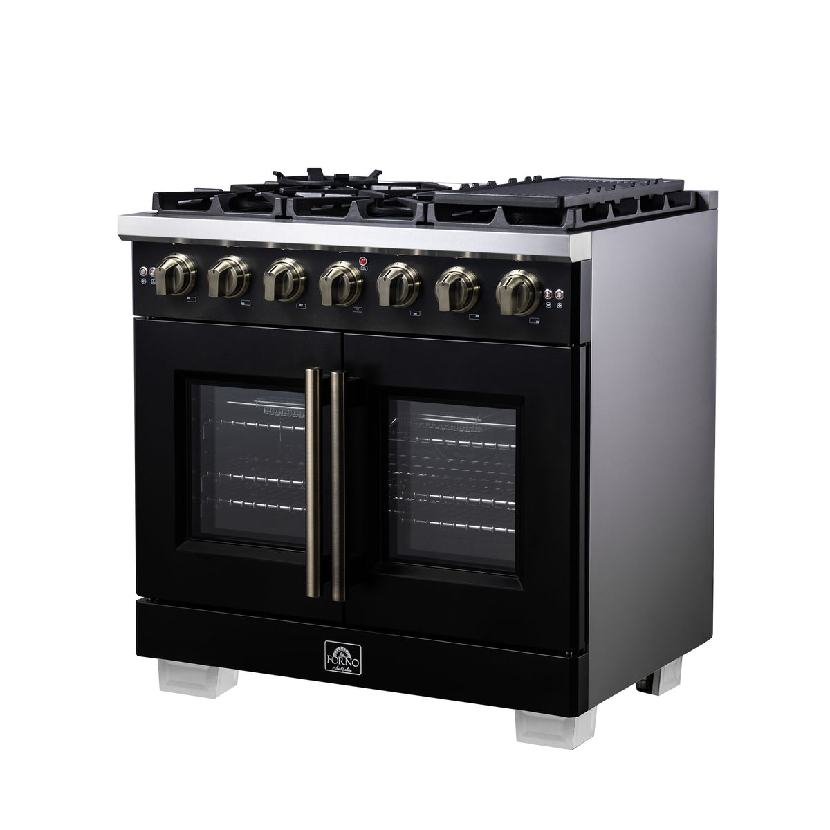 Forno Capriasca 36-Inch Gas Range FFSGS6460-36 – Black – Gas Range FFSGS6460 36BLK Right Side 2025 08 04