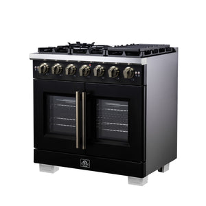 Forno Capriasca 36-Inch Gas Range FFSGS6460-36 – Black – Gas Range FFSGS6460 36BLK Right Side 2025 08 04