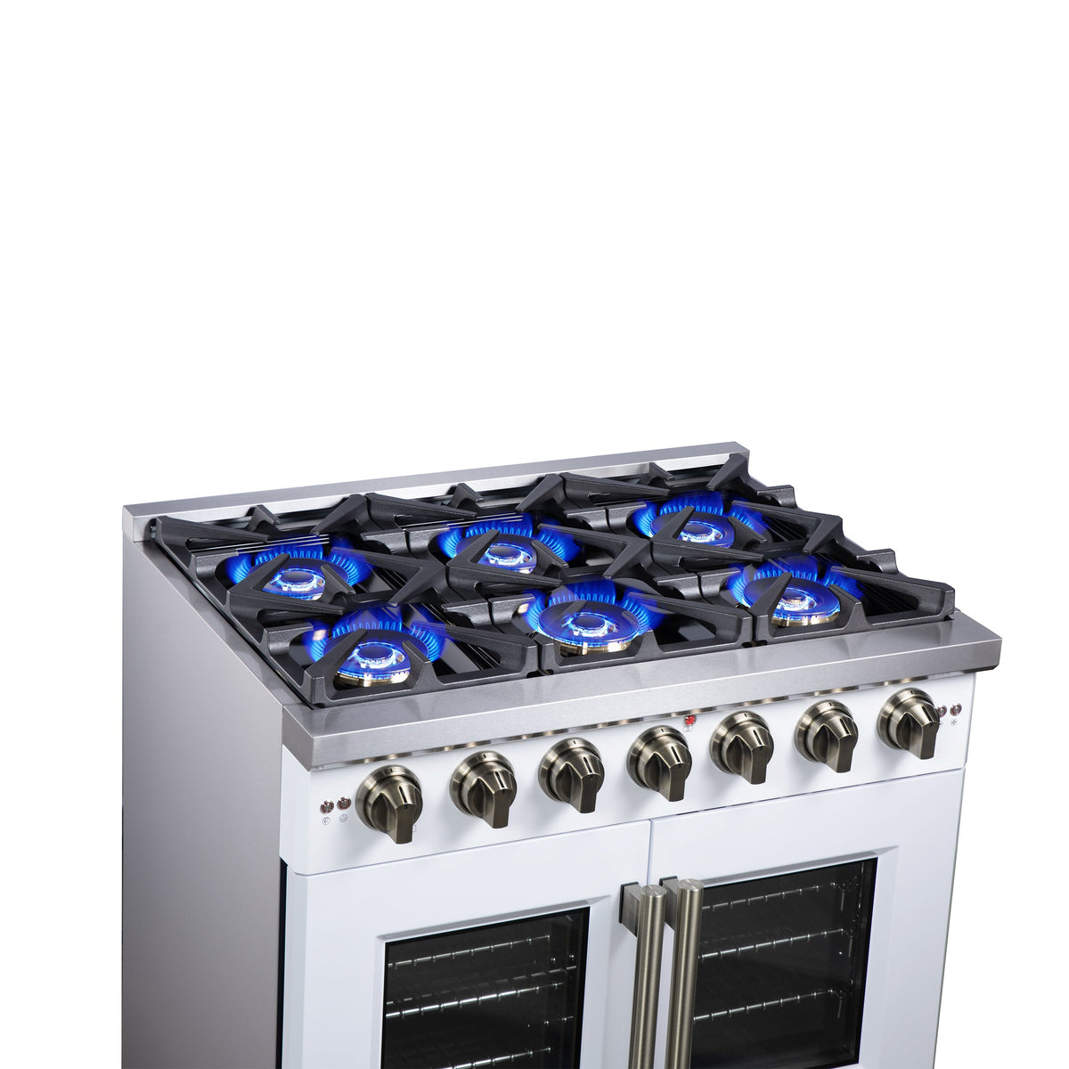 Forno Capriasca 36-Inch Gas Range FFSGS6460-36 – White – Gas Range FFSGS6460 36WHT Cooktop Left Angle 2025 08 04