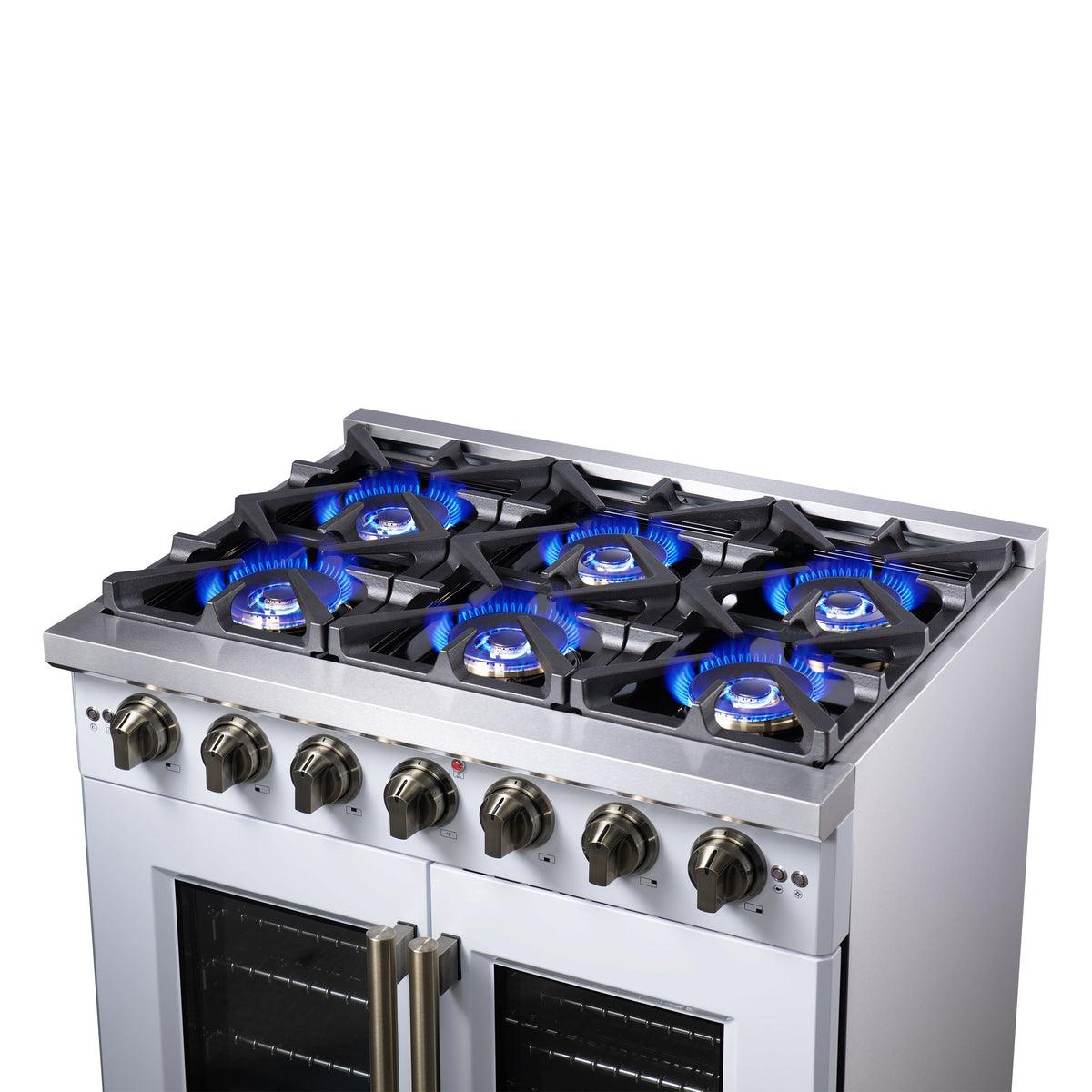 Forno Capriasca 36-Inch Gas Range FFSGS6460-36 – White – Gas Range FFSGS6460 36WHT Cooktop Right Angle 2025 08 04