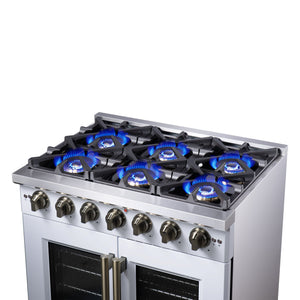 Forno Capriasca 36-Inch Gas Range FFSGS6460-36 – White – Gas Range FFSGS6460 36WHT Cooktop Right Angle 2025 08 04