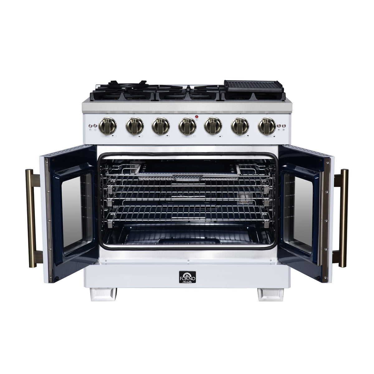 Forno Capriasca 36-Inch Gas Range FFSGS6460-36 – White – Gas Range FFSGS6460 36WHT Front Opened 2025 08 04