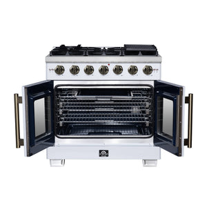 Forno Capriasca 36-Inch Gas Range FFSGS6460-36 – White – Gas Range FFSGS6460 36WHT Front Opened 2025 08 04