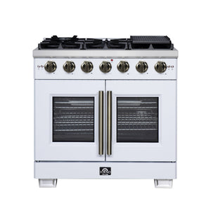 Forno Capriasca 36-Inch Gas Range FFSGS6460-36 – White – Gas Range FFSGS6460 36WHT Front 2025 08 04