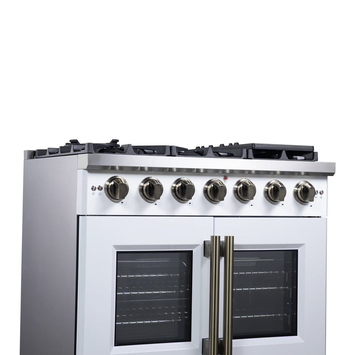 Forno Capriasca 36-Inch Gas Range FFSGS6460-36 – White – Gas Range FFSGS6460 36WHT Left Angle Close Up 2 2025 08 04