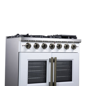 Forno Capriasca 36-Inch Gas Range FFSGS6460-36 – White – Gas Range FFSGS6460 36WHT Left Angle Close Up 2 2025 08 04