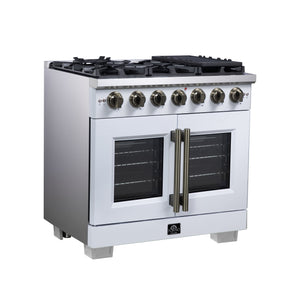 Forno Capriasca 36-Inch Gas Range FFSGS6460-36 – White – Gas Range FFSGS6460 36WHT Left Angle 2025 08 04