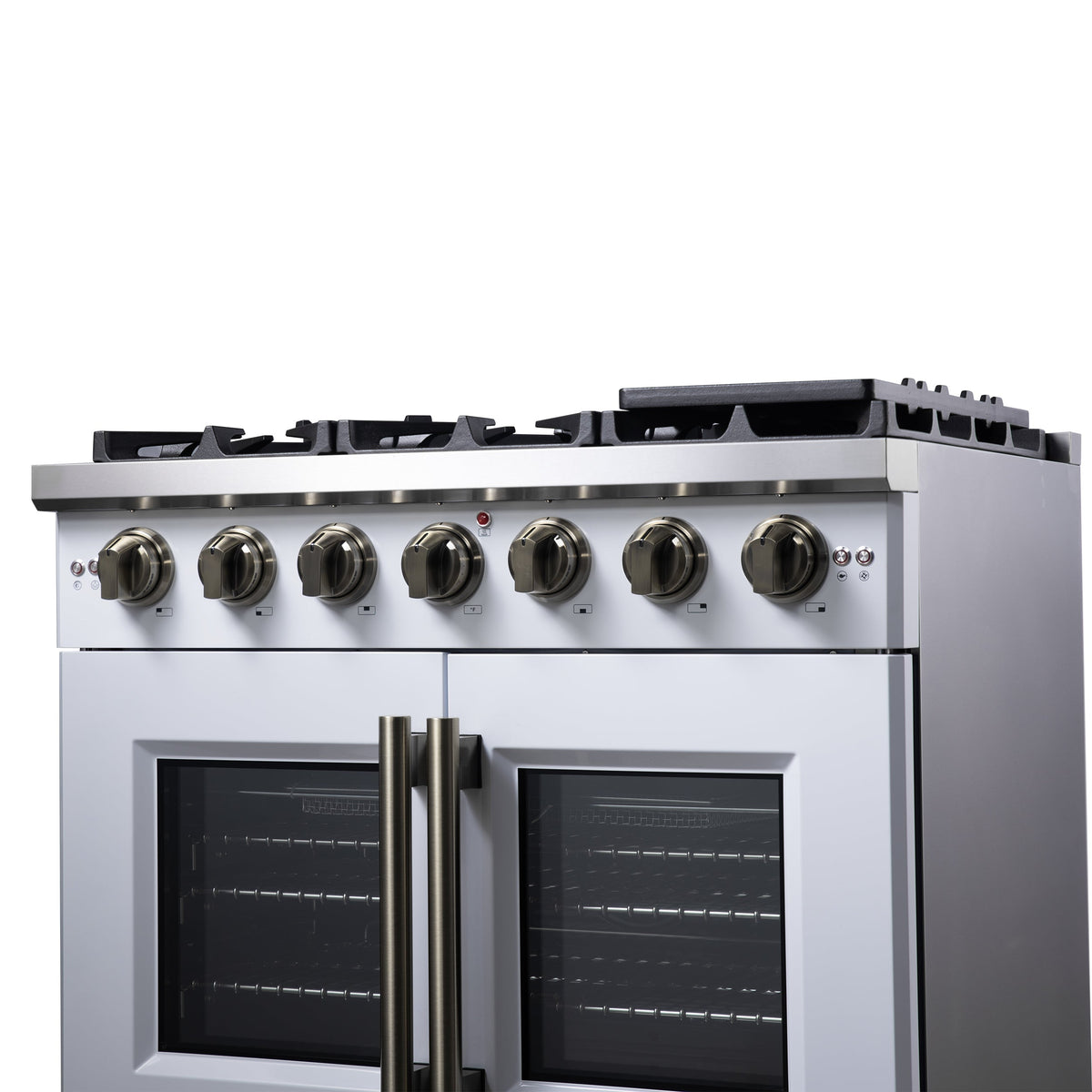 Forno Capriasca 36-Inch Gas Range FFSGS6460-36 – White – Gas Range FFSGS6460 36WHT Right Angle Close Up 2 2025 08 04