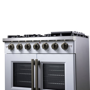 Forno Capriasca 36-Inch Gas Range FFSGS6460-36 – White – Gas Range FFSGS6460 36WHT Right Angle Close Up 2 2025 08 04