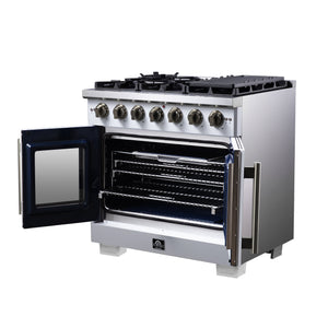 Forno Capriasca 36-Inch Gas Range FFSGS6460-36 – White – Gas Range FFSGS6460 36WHT Right Angle Opened 2025 08 04