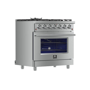Forno Massimo 36-Inch Gas Range FFSGS6239-36 – Stainless Steel – Gas Range FFSGS6239 36 2024 11 Angle