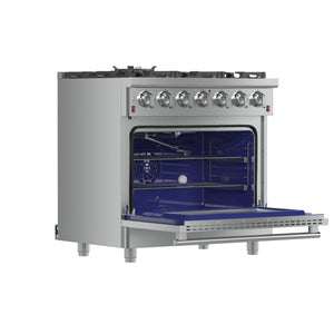 Forno Massimo 36-Inch Gas Range FFSGS6239-36 – Stainless Steel – Gas Range FFSGS6239 36 2024 11 Angle Open