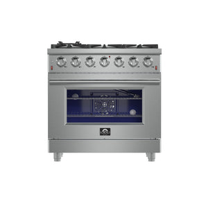 Forno Massimo 36-Inch Gas Range FFSGS6239-36 – Stainless Steel – Gas Range FFSGS6239 36 2024 11 Front