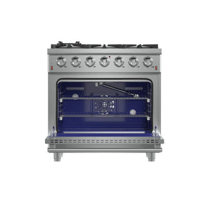 Forno Massimo 36-Inch Gas Range FFSGS6239-36 – Stainless Steel – Gas Range FFSGS6239 36 2024 11 Front Open