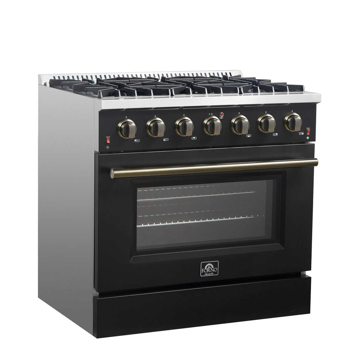 Forno Galiano 36-Inch Gas Range FFSGS6244-36 – Black – Gas Range FFSGS6244 36BLK V1 Left Angle 2024 12 12