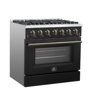 Forno Galiano 36-Inch Gas Range FFSGS6244-36 – Black – Gas Range FFSGS6244 36BLK V1 Left Angle 2024 12 12