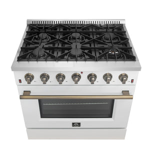 Forno Galiano 36-Inch Gas Range FFSGS6244-36 – White – Gas Range FFSGS6244 36WHT V1 Front Cooktop 2024 12 12