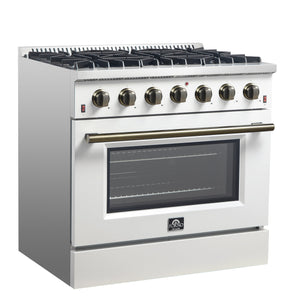 Forno Galiano 36-Inch Gas Range FFSGS6244-36 – White – Gas Range FFSGS6244 36WHT V1 Left Angle 2024 12 12