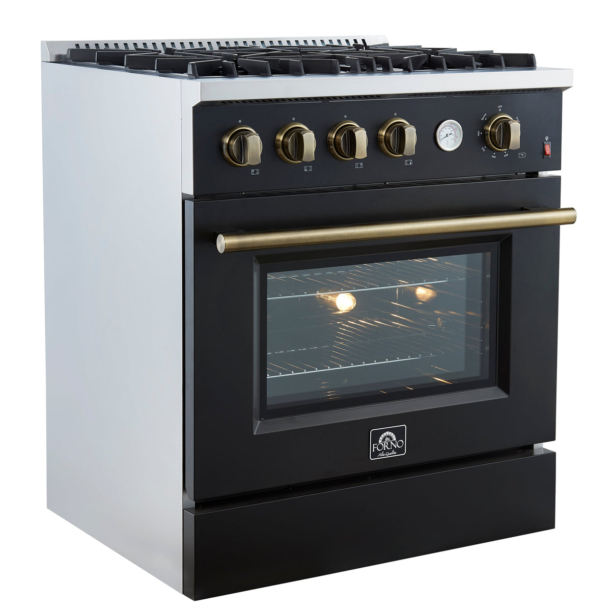 Forno Marco 30-Inch Gas Range FFSGS6277-30 – Black – Gas Range FFSGS6277 30BLK V1 Left Angle 2024 12 19