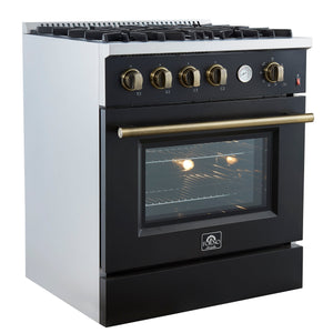 Forno Marco 30-Inch Gas Range FFSGS6277-30 – Black – Gas Range FFSGS6277 30BLK V1 Left Angle 2024 12 19