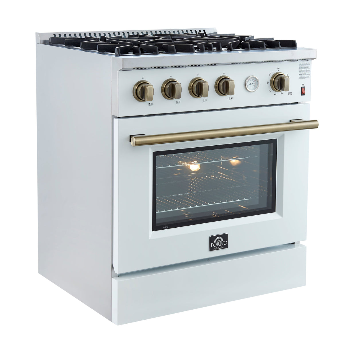 Forno Marco 30-Inch Gas Range FFSGS6277-30 – White – Gas Range FFSGS6277 30WHT V1 Left Angle 2024 12 19
