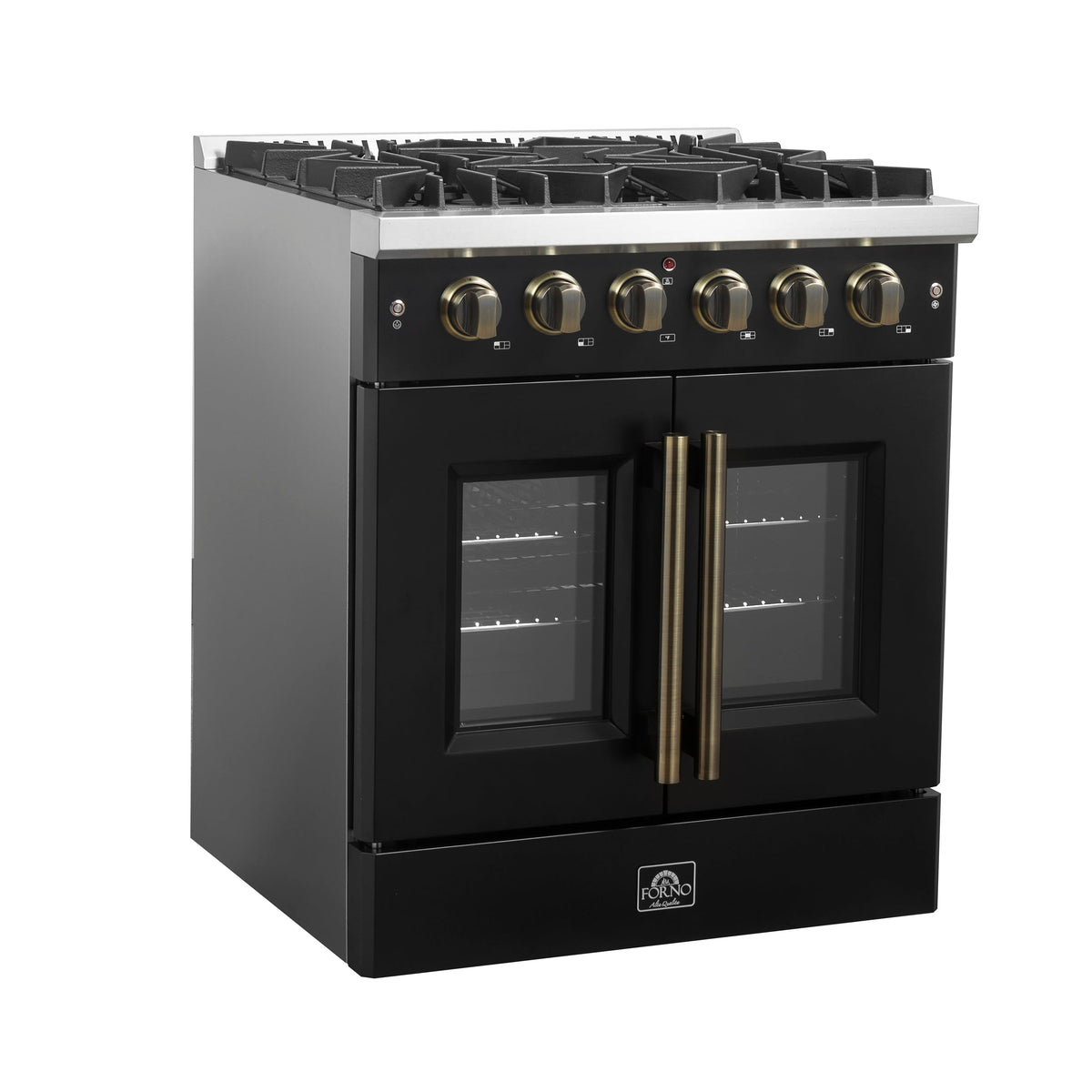 Forno Galiano 30-Inch Gas Range FFSGS6444-30 – Black – Gas Range FFSGS6444 30BLK V1 Angle Left 2024 12 02