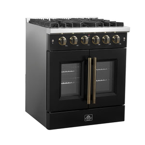 Forno Galiano 30-Inch Gas Range FFSGS6444-30 – Black – Gas Range FFSGS6444 30BLK V1 Angle Left 2024 12 02