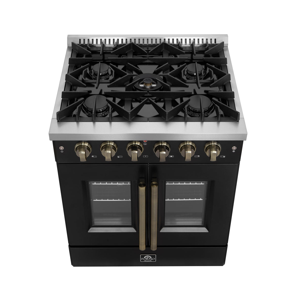 Forno Galiano 30-Inch Gas Range FFSGS6444-30 – Black – Gas Range FFSGS6444 30BLK V1 Front Cooktop 2024 12 02