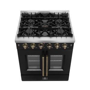 Forno Galiano 30-Inch Gas Range FFSGS6444-30 – Black – Gas Range FFSGS6444 30BLK V1 Front Cooktop 2024 12 02
