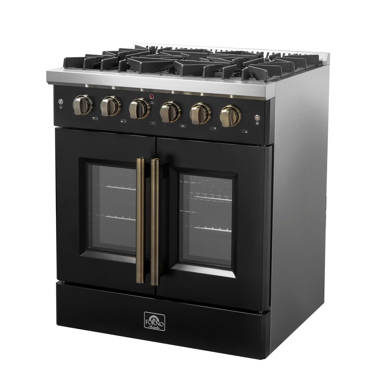 Forno Galiano 30-Inch Gas Range FFSGS6444-30 – Black – Gas Range FFSGS6444 30BLK V1 Right Angle 2024 12 02
