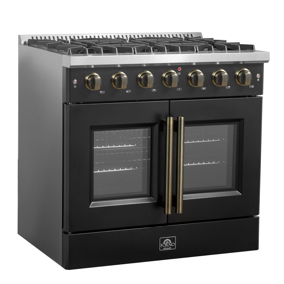 Forno Galiano 36-Inch Gas Range FFSGS6444-36 – Black – Gas Range FFSGS6444 36BLK V1 Left Angle 2024 12 02