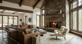 Majestic Biltmore open hearth fireplace with masonry brown traditional brick