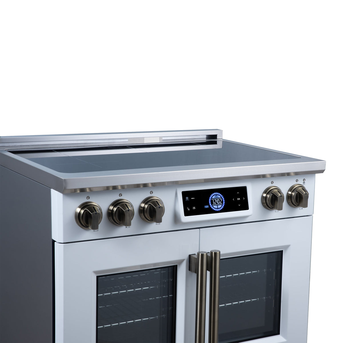 Forno Maximus 36-Inch Induction Range FFSIN0932-36 – White – Induction Range FFSIN0932 36WHT Left Angle Close Up 2026 07 20