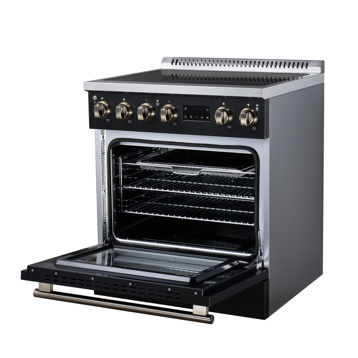 Forno Torino 30-Inch Induction Range FFSIN0936-30 – Black – Induction Range FFSIN0936 30BLK Right Angle Open 2026 08 11