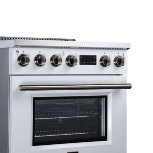 Forno Torino 30-Inch Induction Range FFSIN0936-30 – White – Induction Range FFSIN0936 30WHT Control Panel Left Angle 2026 08 12