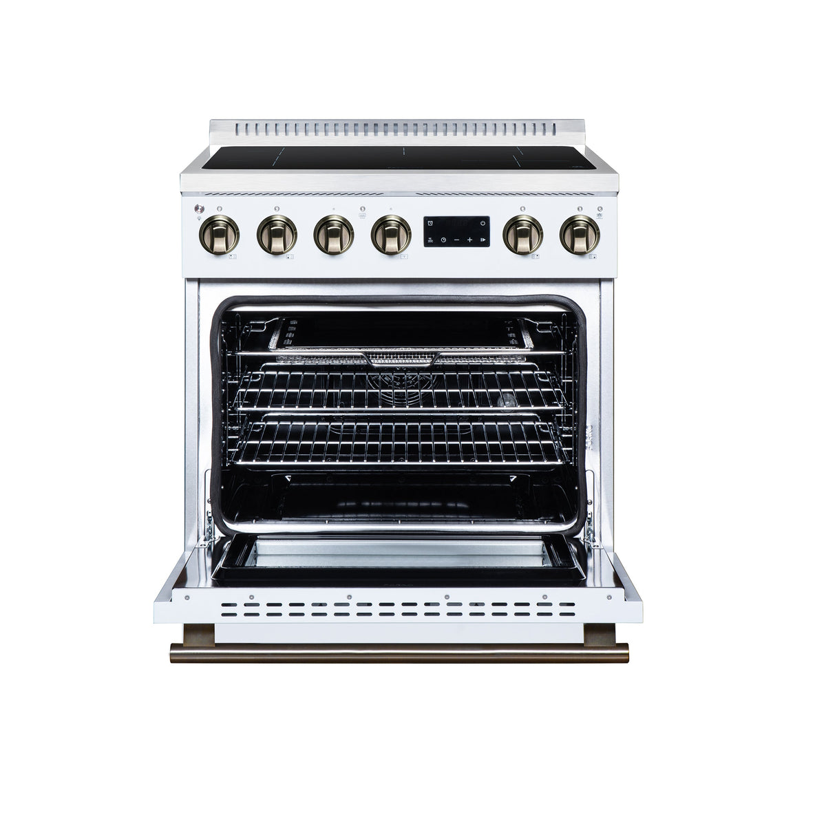 Forno Torino 30-Inch Induction Range FFSIN0936-30 – White – Induction Range FFSIN0936 30WHT Front Opened 2026 08 12