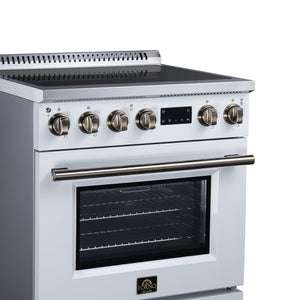 Forno Torino 30-Inch Induction Range FFSIN0936-30 – White – Induction Range FFSIN0936 30WHT Left Angle Close Up 2026 08 12