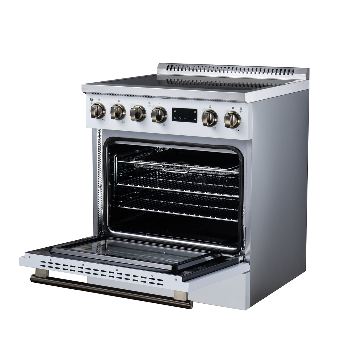 Forno Torino 30-Inch Induction Range FFSIN0936-30 – White – Induction Range FFSIN0936 30WHT Right Angle Open 2026 08 12