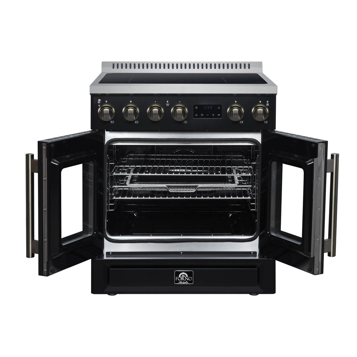 Forno Torino 30-Inch Induction Range FFSIN0950-30 – Black – Induction Range FFSIN0950 30BLK Front Opened 2026 05 27