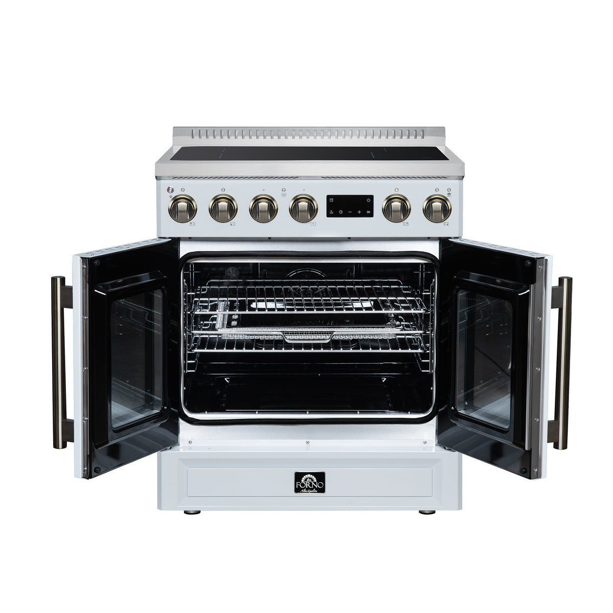 Forno Torino 30-Inch Induction Range FFSIN0950-30 – White – Induction Range FFSIN0950 30WHT Front Opened 2026 05 27