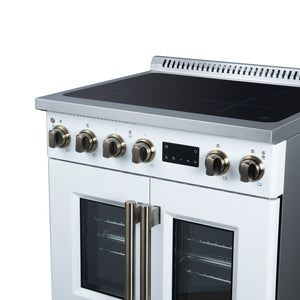 Forno Torino 30-Inch Induction Range FFSIN0950-30 – White – Induction Range FFSIN0950 30WHT Right Angle Close Up 2026 05 27