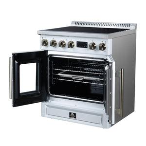 Forno Torino 30-Inch Induction Range FFSIN0950-30 – White – Induction Range FFSIN0950 30WHT Right Angle Opened 2026 05 27