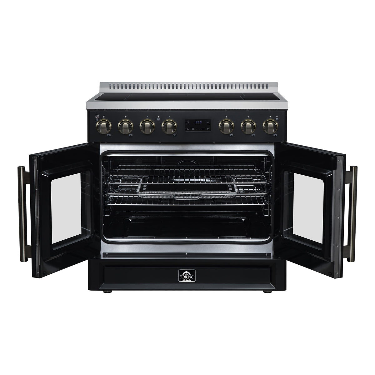 Forno Torino 36-Inch Induction Range FFSIN0950-36 – Black – Induction Range FFSIN0950 36BLK Front Opened 2026 05 27