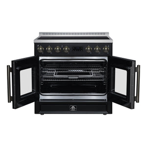 Forno Torino 36-Inch Induction Range FFSIN0950-36 – Black – Induction Range FFSIN0950 36BLK Front Opened 2026 05 27