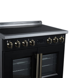 Forno Torino 36-Inch Induction Range FFSIN0950-36 – Black – Induction Range FFSIN0950 36BLK Left Angle Close Up 2026 05 27