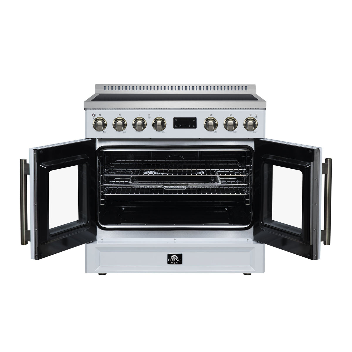 Forno Torino 36-Inch Induction Range FFSIN0950-36 – White – Induction Range FFSIN0950 36WHT Front Opened 2026 05 27