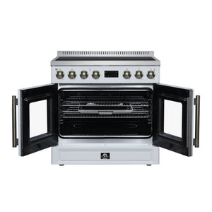 Forno Torino 36-Inch Induction Range FFSIN0950-36 – White – Induction Range FFSIN0950 36WHT Front Opened 2026 05 27