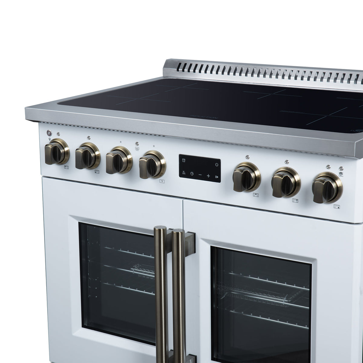 Forno Torino 36-Inch Induction Range FFSIN0950-36 – White – Induction Range FFSIN0950 36WHT Right Angle Close Up 2026 05 27