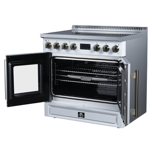 Forno Torino 36-Inch Induction Range FFSIN0950-36 – White – Induction Range FFSIN0950 36WHT Right Angle Opened 2026 05 27