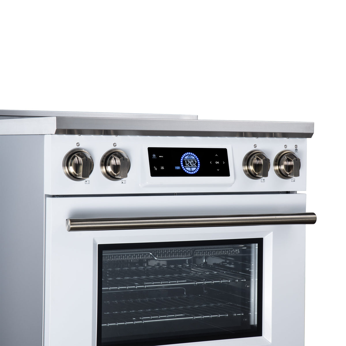 Forno Maximus 30-Inch Induction Range FFSIN0968-30 – White – Induction Range FFSIN0968 30WHT Control Panel Left Angle 2026 08 17